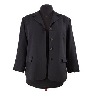 Rena Rowan Petite Vintage Y2K 90s Matte Black Tailored Suit Blazer Jacket  Sz 14